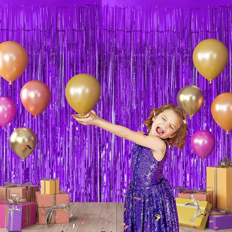 BEISHIDA 2 Pcs Light Purple Violet Door Streamers Tinsel Curtain Party Streamers Backdrop Fringe Foil Wall Background for Birthday Halloween Wedding Party Decoration(3.28 ft x 6.56 ft) - Image 3